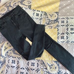 High waisted black ripped knee skinny jeans